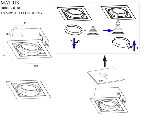 Maxlight matrix i h0048 oprawa podtynkowa czarna