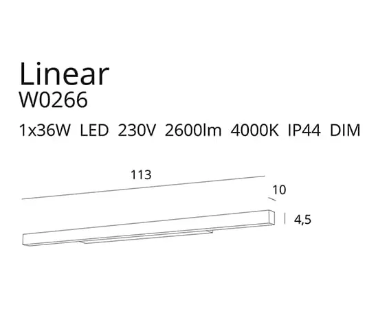 Maxlight linear w0266 kinkiet czarny ip44 dim