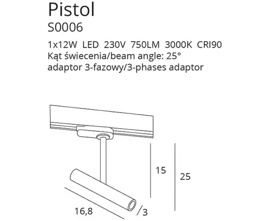 Maxlight pistol s0006 oprawa do szynoprzewodu czarna