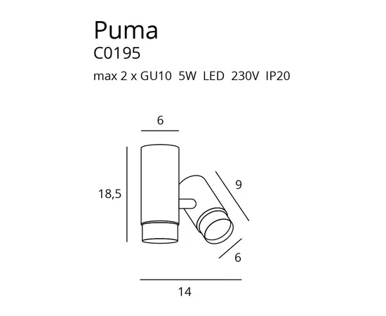 Maxlight puma c0195 plafon