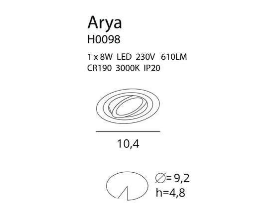 Arya  tilted h0098 oprawa podtynkowa