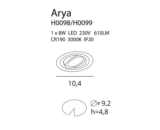 Maxlight arya tilted h0099 oprawa podtynkowa czarna