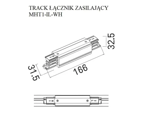 Maxlight łącznik prosty zasilający biały mht1-il-wh