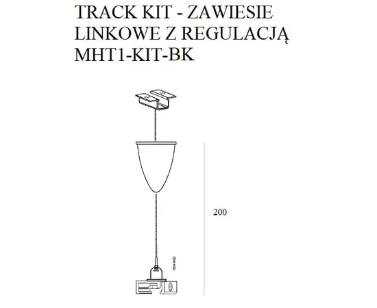 Maxlight zawiesie linkowe z uchwytem 2m czarne mht1-kit-bk