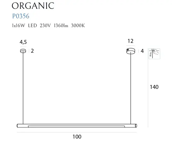 Maxlight organic horizon p0356d lampa wisząca ściemnialna złota