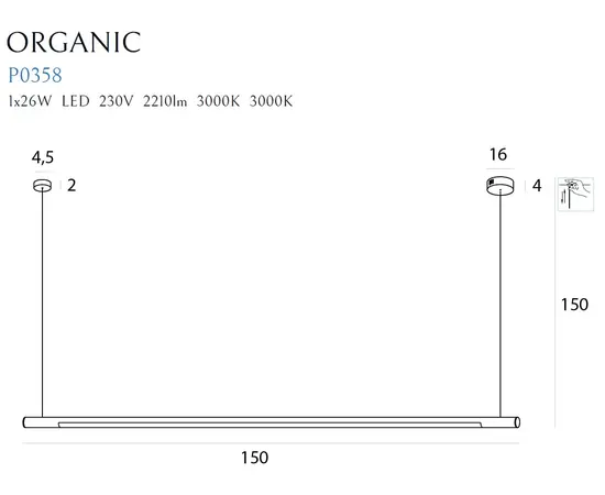 Maxlight organic horizon p0358d lampa wiszaca ściemnialna czarna