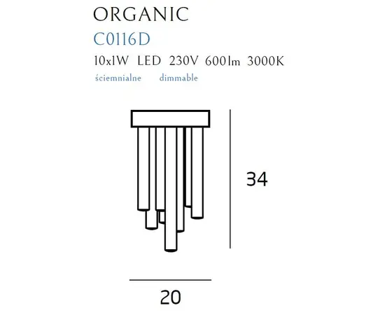 Maxlight organic copper c0116d plafon mały ściemnialny