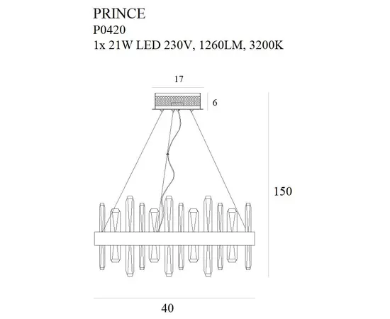 Maxlight prince p0420 lampa wisząca złota