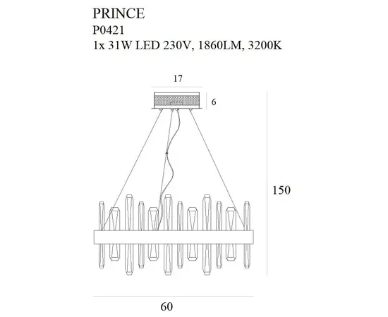 Maxlight prince p0421 lampa wisząca duża