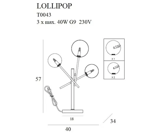 Maxlight lollipop black t0043 lampa biurkowa czarna