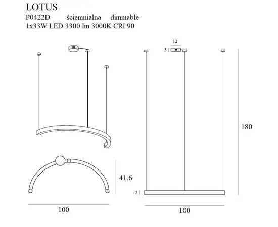 Maxlight lotus p0422d lampa wisząca złota