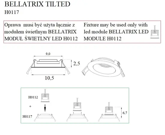 Maxlight bellatrix  h0117 oprawa wpustowa bellatrix tilted biała - bez modułu świetlnego led h0112