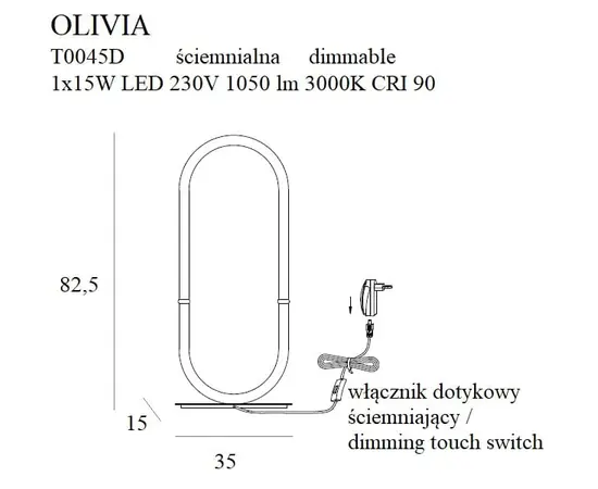 Maxlight olivia t0045d lampa stołowa