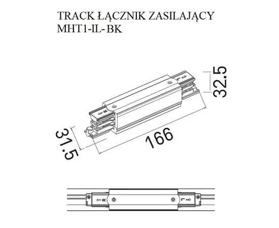 Maxlight łącznik prosty zasilający czarny mht1-il-bk (1)