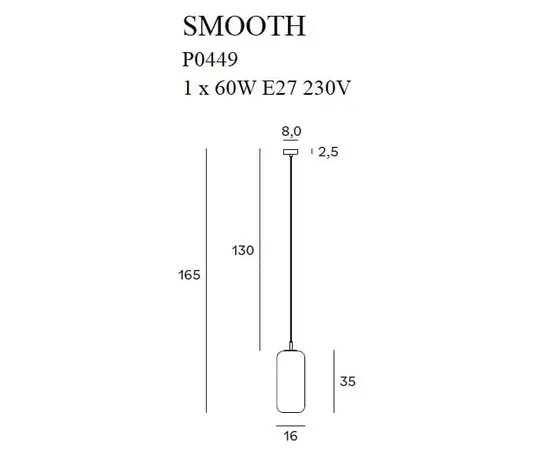 Maxlight smooth p0449 lampa wisząca