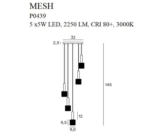 Maxlight mesh p0439 lampa wisząca