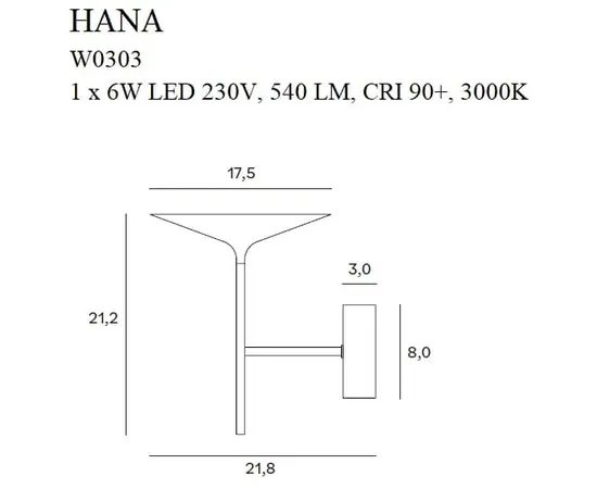 Hana w0303 kinkiet czarny