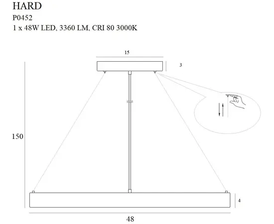 Maxlight hard p0452 lampa wisząca czarna