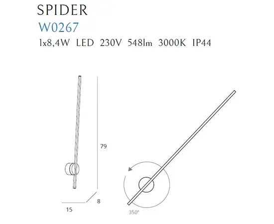 Maxlight spider w0267 kinkiet czarny czarny ip44