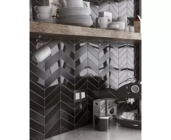 Equipe Chevron BLACK  MATT RIGHT 18,6x5,2  płytka ceramiczna MATOWA